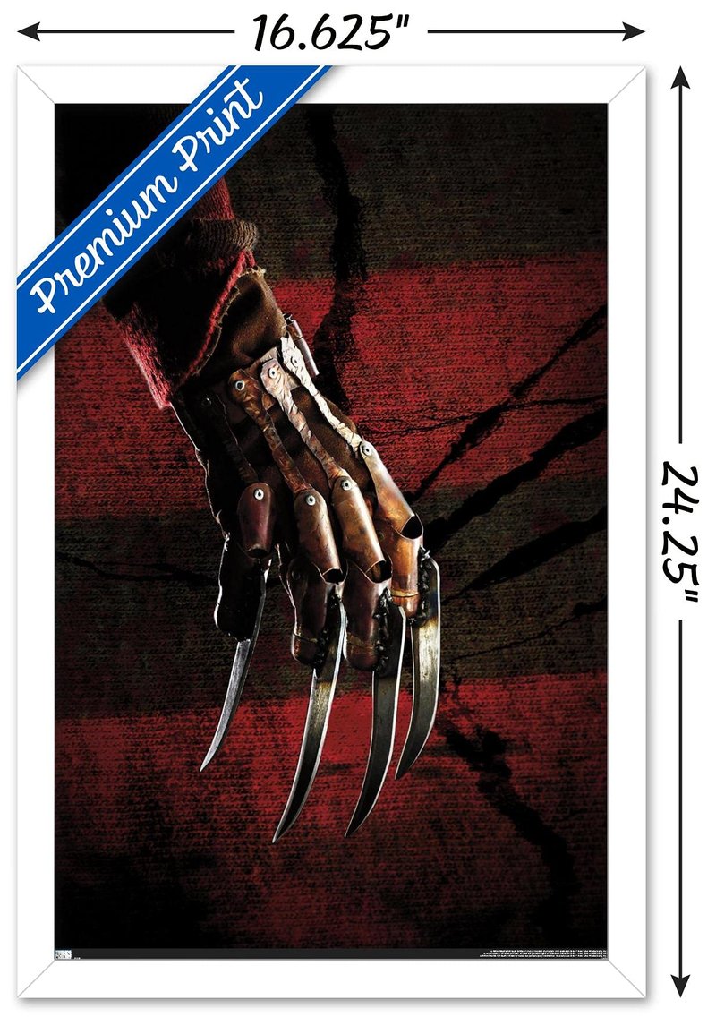 Trends International A Nightmare on Elm Street - Hand Stripes Wall Poster, 22.4L x 14.7W, White Framed Version