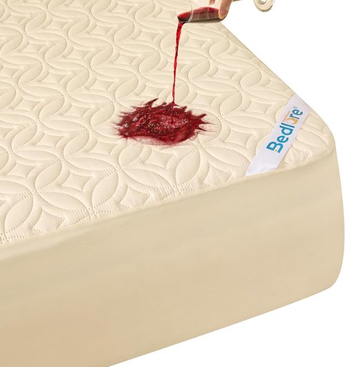 BEDLORE Waterproof Mattress Protector - Soft Breathable Full Size Pad for Deep Pocket Beds (Beige)
