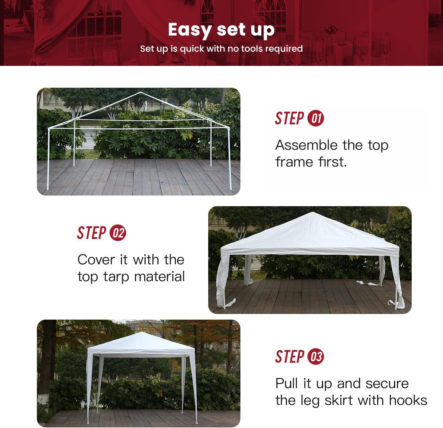 Skiennix 10x10 Gazebo - Waterproof Outdoor Canopy Tent for Parties, Weddings & BBQs