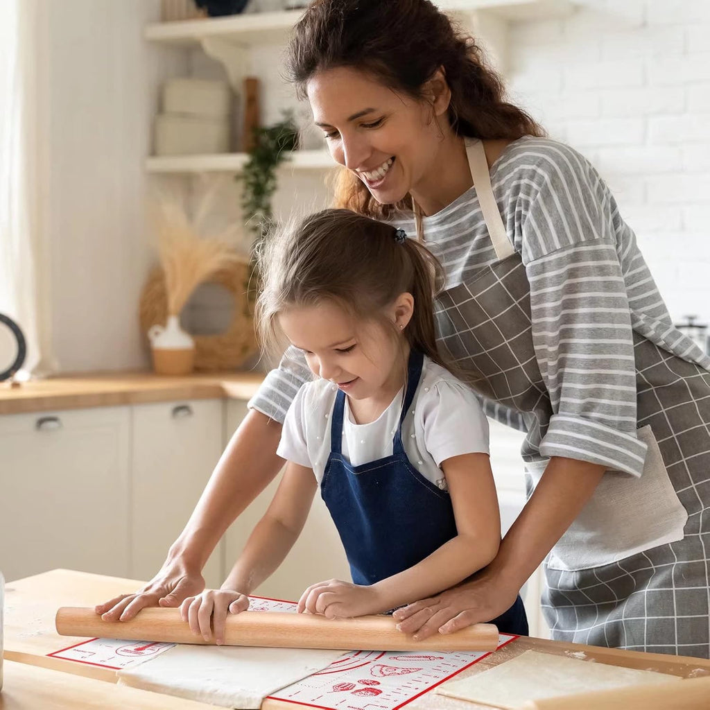 Skiennix Extra Large Silicone Baking Mat - Non-Stick Pastry Mat with Measurements, 24" x 32", Red
