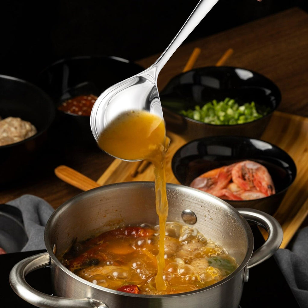 6 Pcs Small Sauce Ladle, 8.2 Inch Stainless Steel Small Serving Ladle Gravy Soup Spoon Ladles (Silver)