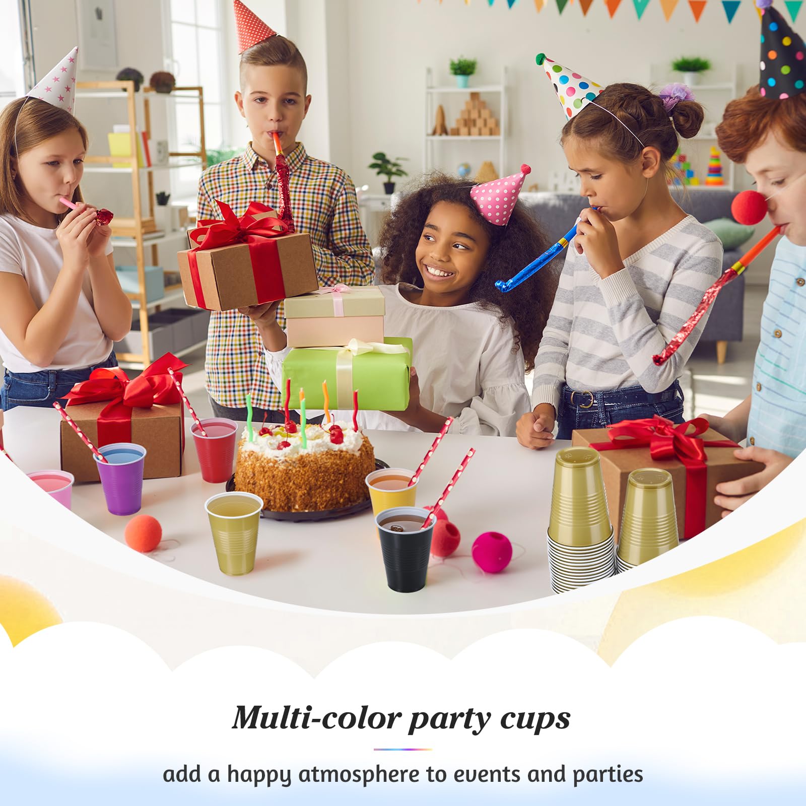 Mifoci 50 Pcs 16 oz Plastic Disposable Cups Plastic Drinking Cups for Saint Patrick's Day Wedding Birthday Graduation Party Valentine Christmas Picnics Barbecues Supplies(Gold)