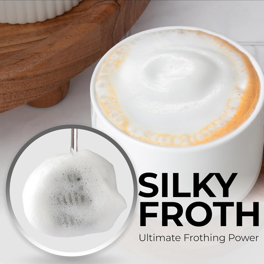 Zulay Kitchen Tornado Triple Whisk Milk Frother - Handheld Foam Maker for Coffee & Lattes - Includes 4 Duracell Batteries