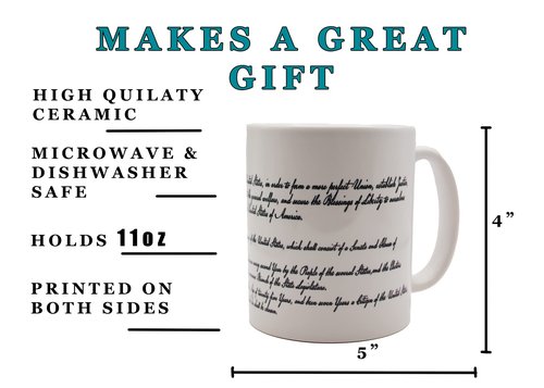 Rogue River Tactical Best Coffee Mug The US Constitution Flag American Patriot Novelty Cup Great Gift Idea For Men Dad Father Husband Military Veteran Conservative United States