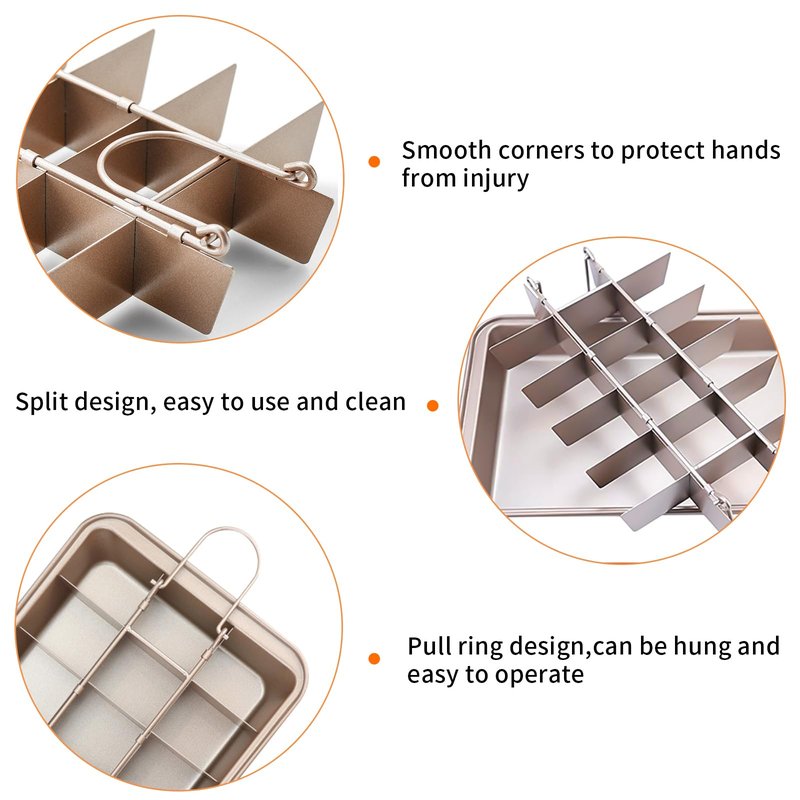 LMIP Brownie Pan with Dividers,Non-Stick Baking Pan,18 Pre-Cut Square Molds for Brownies,Brownie Pan, Lasagna Pan, Brownie Trays,and Cupcake Pan for Baking, Brownie Bites,12 X 8 X 2 Inches