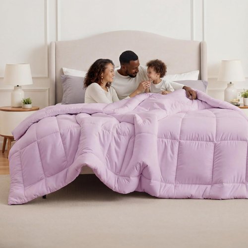 Bedsure Comforter Duvet Insert - Oversized King Size, GentleSoft Down Alternative, Light Purple, All Season 116x98 Inches