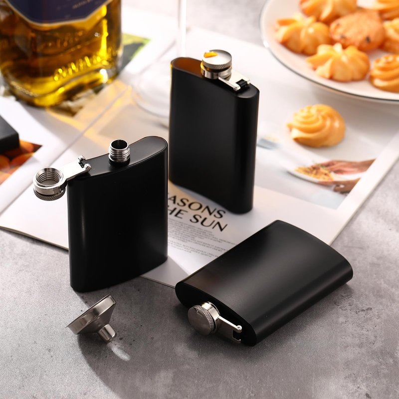 Hoolerry 30 Pieces Hip Flasks Set Stainless Steel Liquor Flask with Funnel Metal Leak Proof Flask Pocket Whiskey Flasks for Men Women Bridesmaid Wedding Party Supplies (Matte Black,4 oz)
