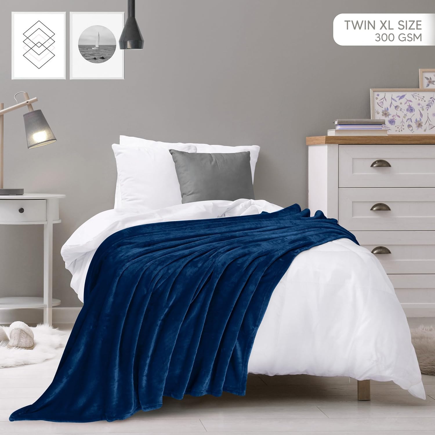Utopia Bedding Fleece Blanket - Luxury Soft Microfiber Twin XL Navy - Anti-Static & Fuzzy (90x76 Inch)