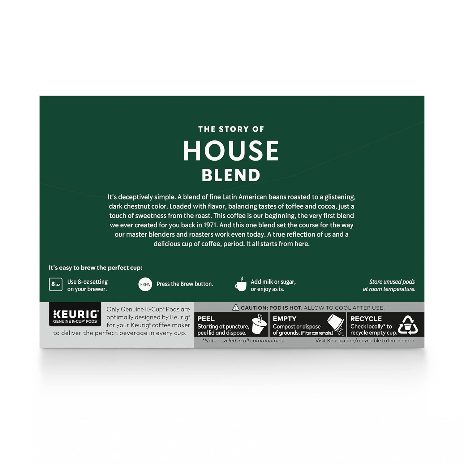 Starbucks K-Cup Coffee Pods - Medium Roast House Blend | 100% Arabica | 10 Pods Per Box