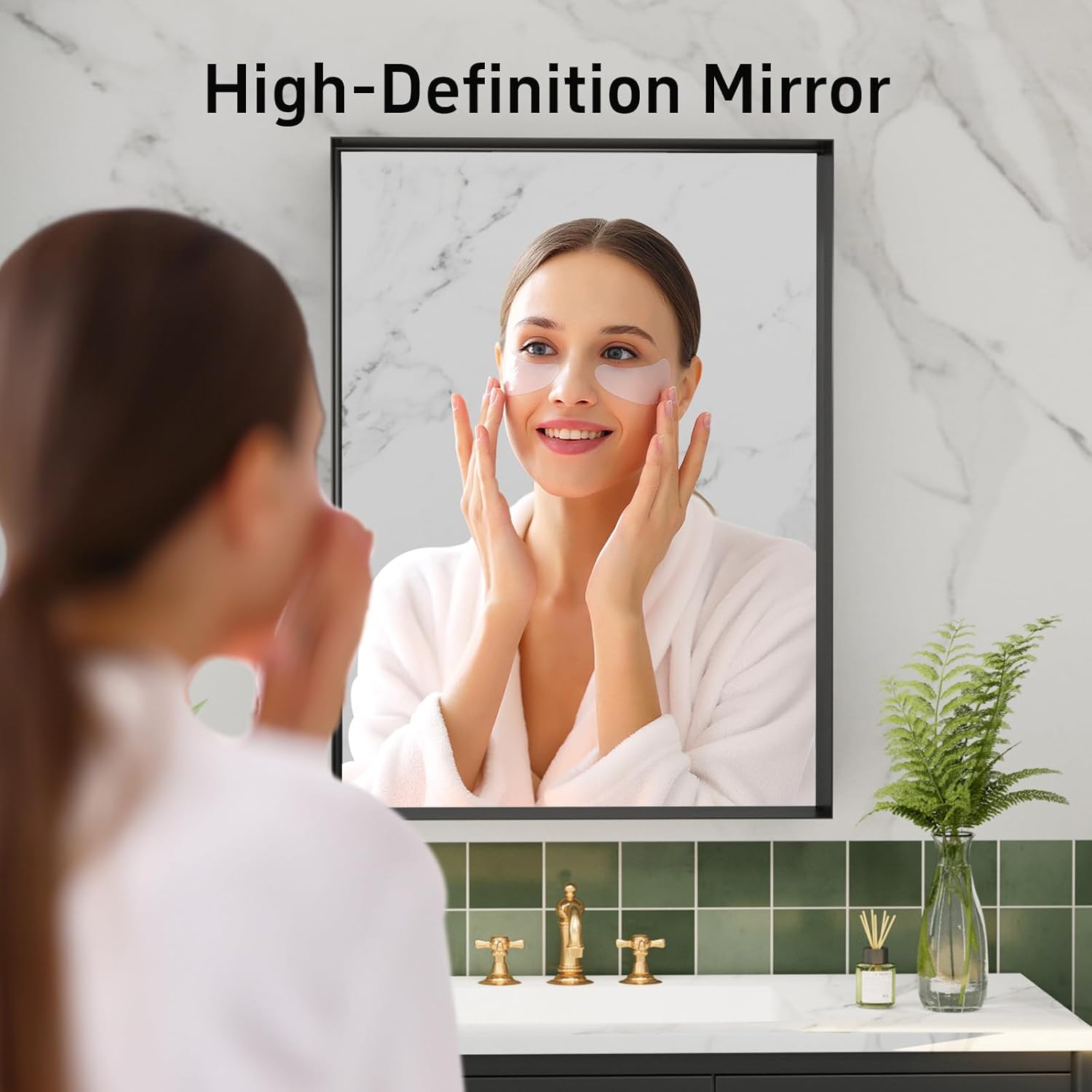 Regine Switzerland Black Vanity Wall Mirror - 22x30 Inch Rectangular Aluminum Framed Bathroom Mirror | Anti-Rust Tempered Glass, Versatile Horizontal/Vertical Design