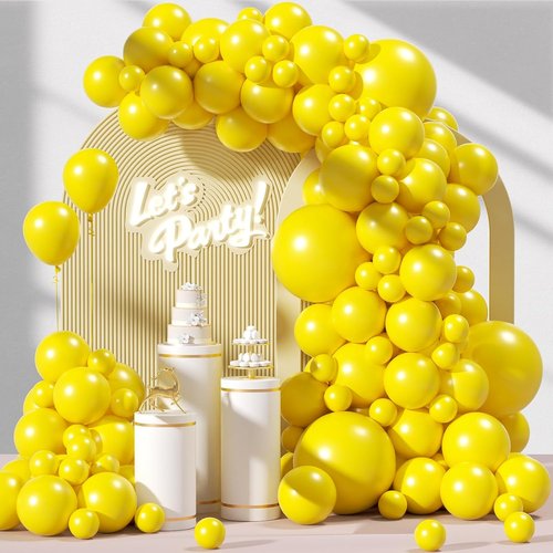 Awenztech Yellow Balloon Arch Kit - 120pcs Latex Balloons in 5-18 Inch Sizes for Baby Showers & Parties