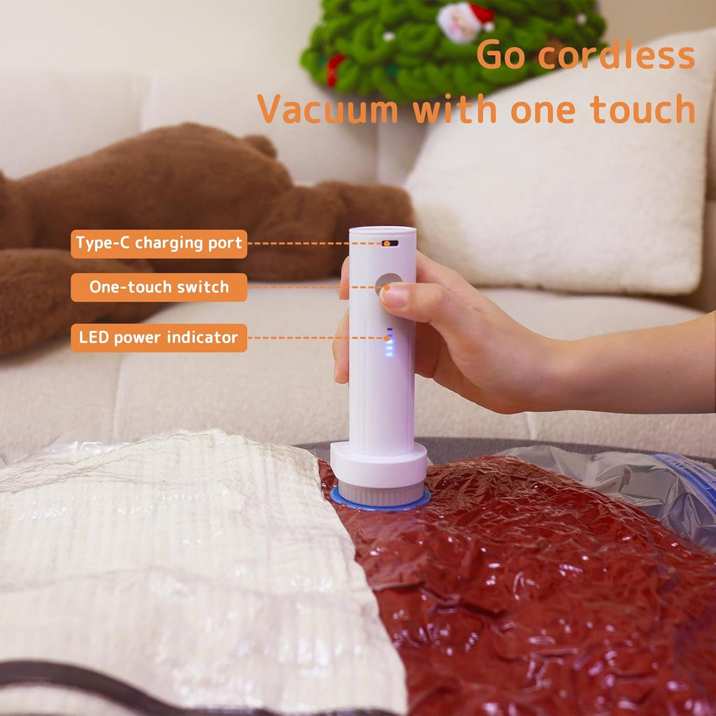 Skiennix Vacuum Bags - 12 Pack Compression Storage with Rechargeable Air Pump | Travel & Luggage Organizer