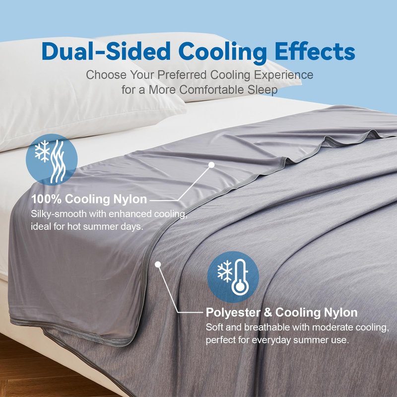 Ailemei Direct Cooling Throw Blanket for Couch, Double-Sided Summer Cooling Blankets for Hot Sleepers, Lightweight Ice Cool Blanket to Relieve Hot Flashes, Breathable Bed Cold Blankets for Sleeping