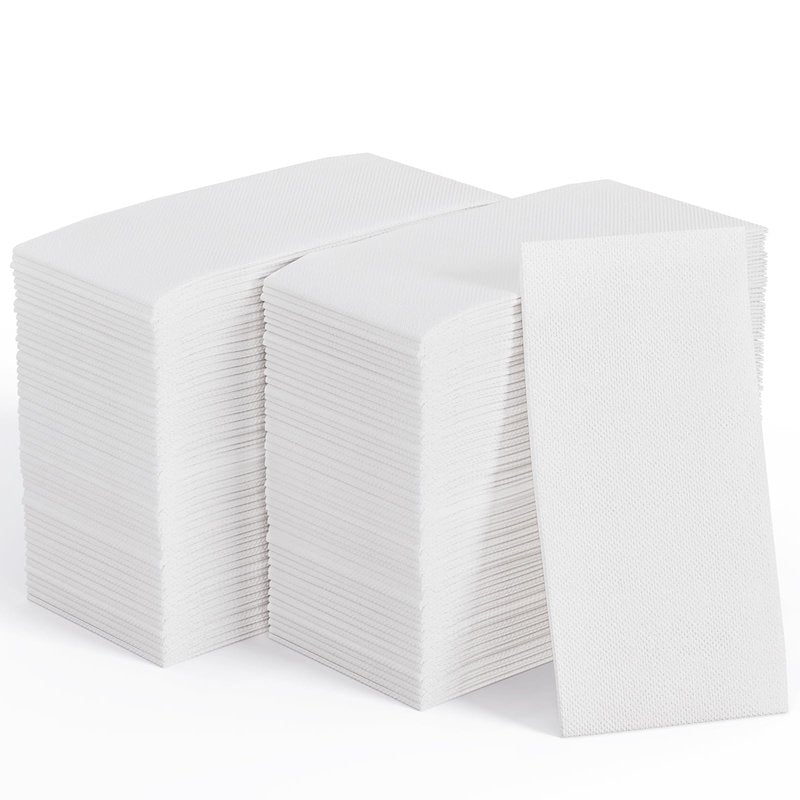 JOLLY CHEF 400 Pack Disposable Paper Napkins, Soft Bathroom Napkins Guest Disposable, 2-Ply White Paper Hand Towels for Halloween, Wedding, Thanksgiving