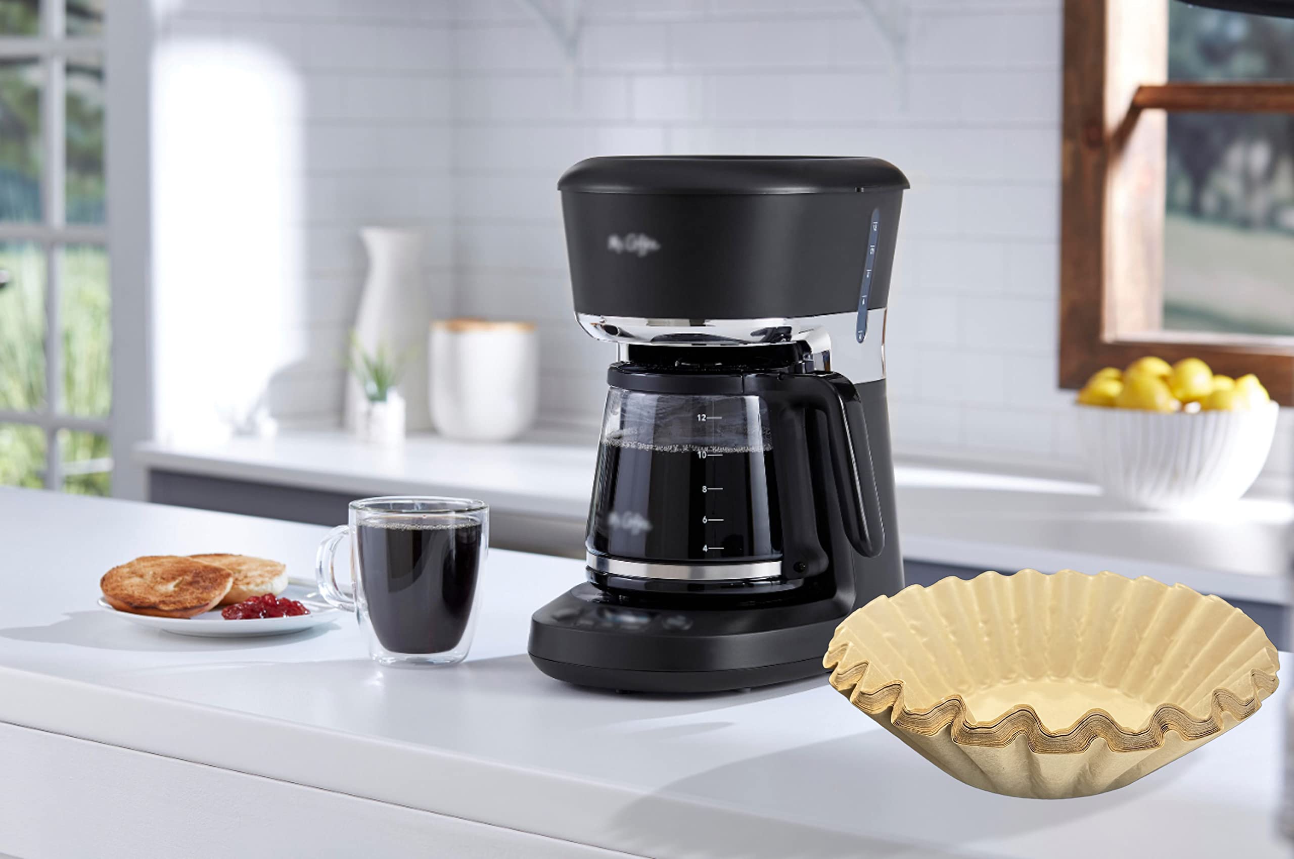 Extra Large Coffee Filters 12, 13, 14, 15, 16 Cup Basket for Commercial, Domestic Coffee Maker Extra High Extra Wide, Anti ground, Flattened Diameter 9.75" (200)