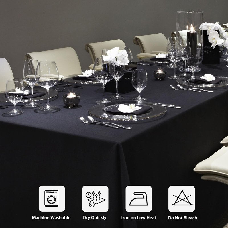 Heneger 12 Pack Black Tablecloths 60 x 126 Inch Rectangular Table Cloths for Rectangle Tables 8ft, Wrinkle Resistant Black Table Cloth Washable Polyester Fabric for Buffet Wedding Party Banquet
