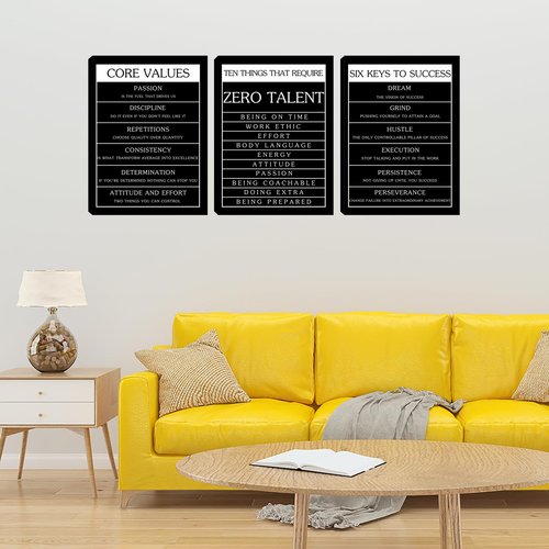 Motivational Office Wall Decor Inspirational Wall Art Set Pictures for Living Room Wall Decorations 3 Pieces Canvas Poster Wall Prints Framed Paintings Artwork Bedroom Art Wall Decor (48''W x 24''H)