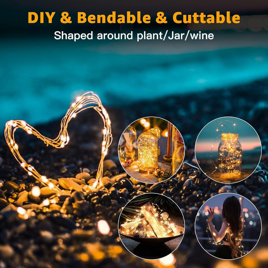 Skiennix 6 Pack Fairy Lights - Battery Operated 7ft 20 LED Mini Twinkle Lights | Warm White & Cool White for Mason Jars, Weddings, Parties & Christmas Decor