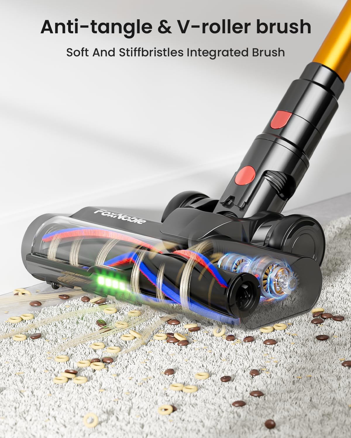 Skiennix Cordless Vacuum Cleaner - 55KPa Power, 65-Minute Runtime, LED Display & Self-Standing Design | Ideal for Hardwood Floors, Carpets & Pet Hair