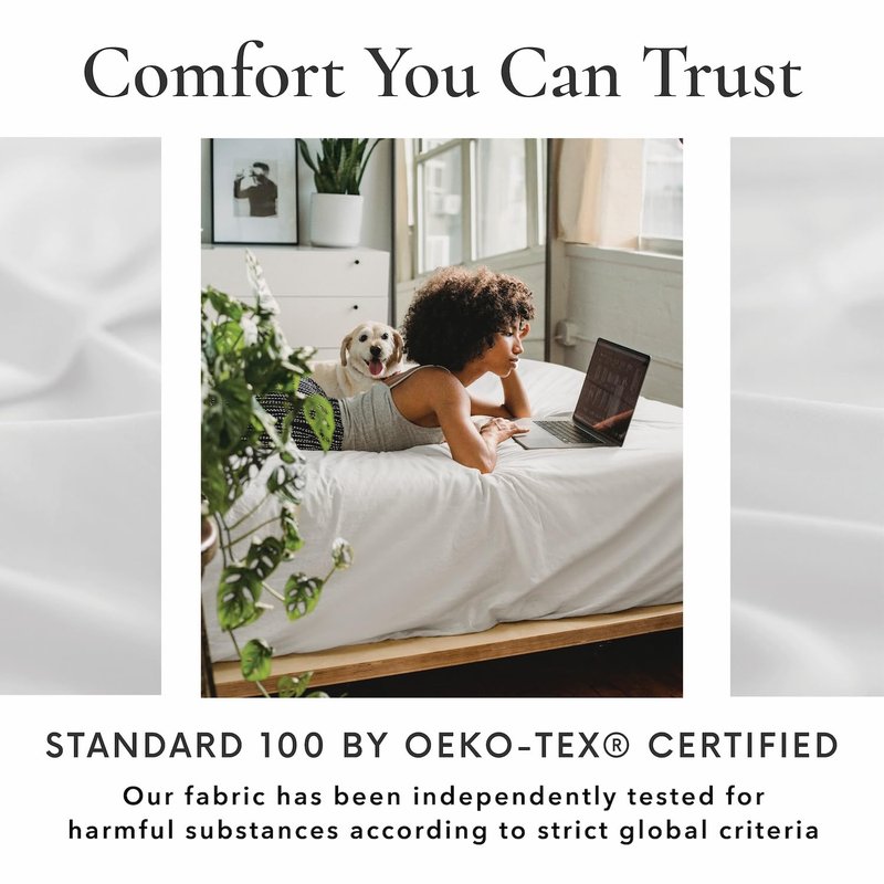 Bamboo Bay 6 Piece Queen Size Sheet Set, 100% Viscose Made from Bamboo, Breathable, Ultra Soft Cooling Bed Sheets for Hot Sleepers, Beddings with Deep Pockets Fit 16" Mattress, White