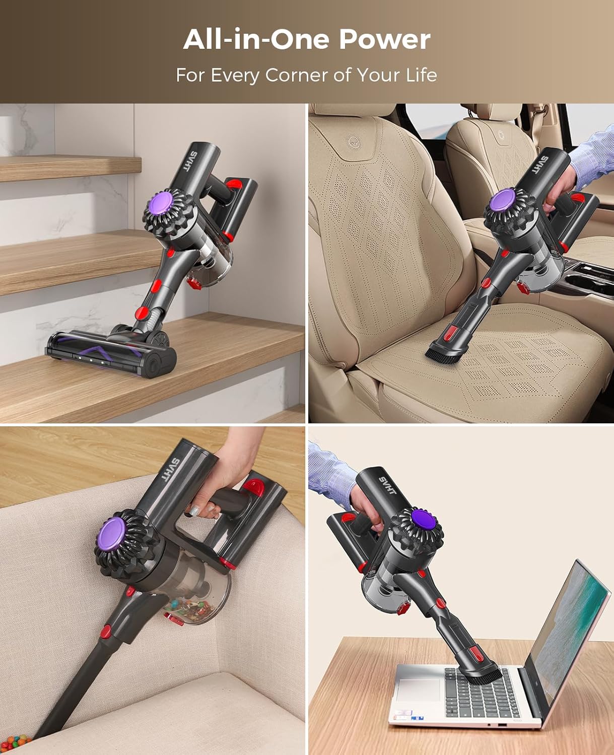 Skiennix Cordless Vacuum Cleaner - 450W 40KPA Lightweight Stick Vacuum with 45-Minute Runtime for Home Use | Ideal for Carpet, Pet Hair, Hardwood Floors