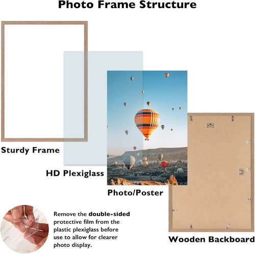 JCJMY 17x22 Picture Frame - Rustic Brown Wall Gallery Frame for Horizontal & Vertical Photos