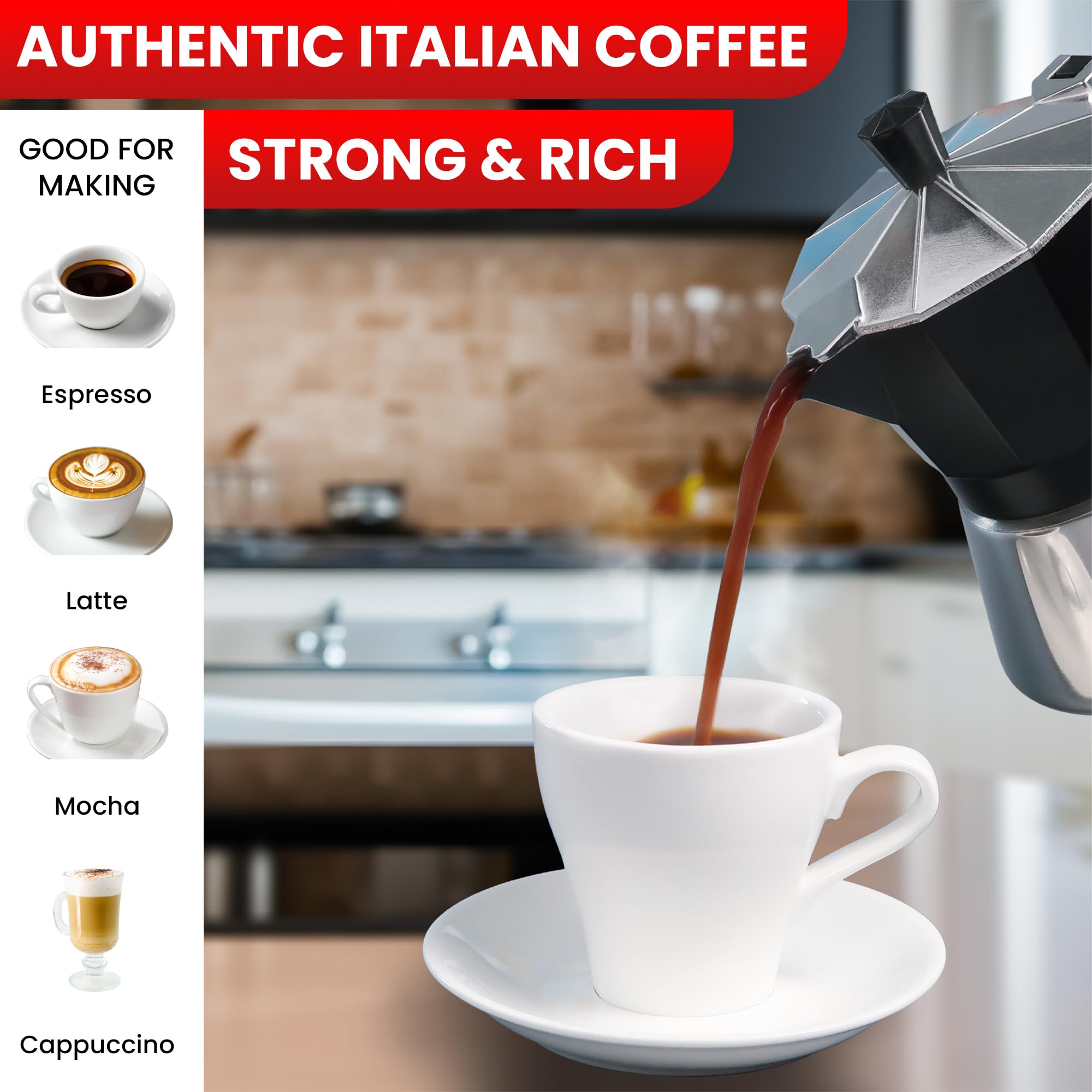 FUOCCI Italian Stovetop Espresso Maker, 3 cups capacity, MPS_01
