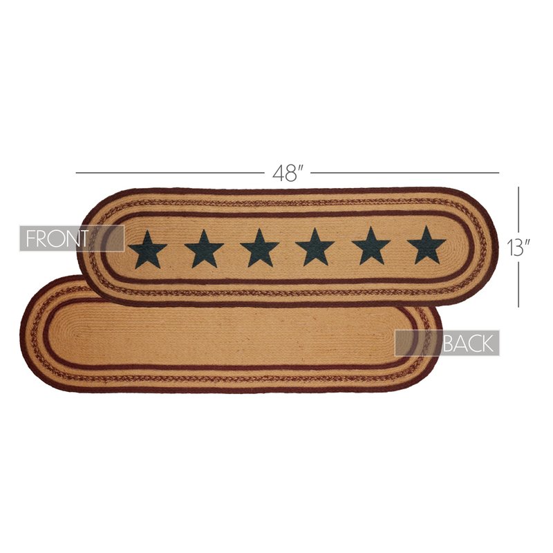 VHC Brands, Potomac, Braided Jute, 13x48, Jute Runner Stencil Stars, Tan