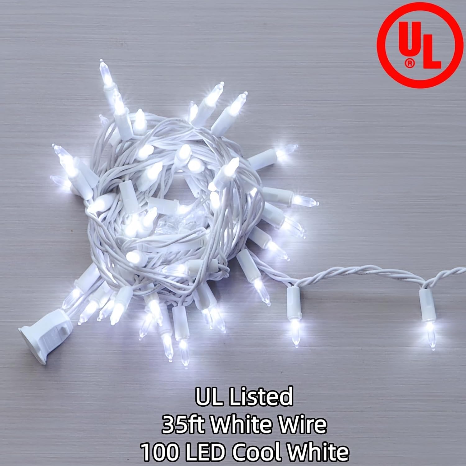 Skiennix 100 LED White Christmas Lights - UL Certified Commercial Grade String Lights | 35 FT for Indoor/Outdoor Use
