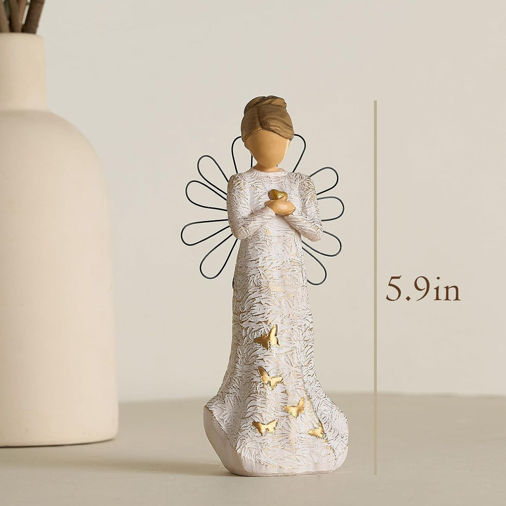 NAN ZAI NAN FANG Sympathy Angel Figurines - Hand-Painted Resin Statues for Loss of Loved Ones | Serenity Prayer Gifts