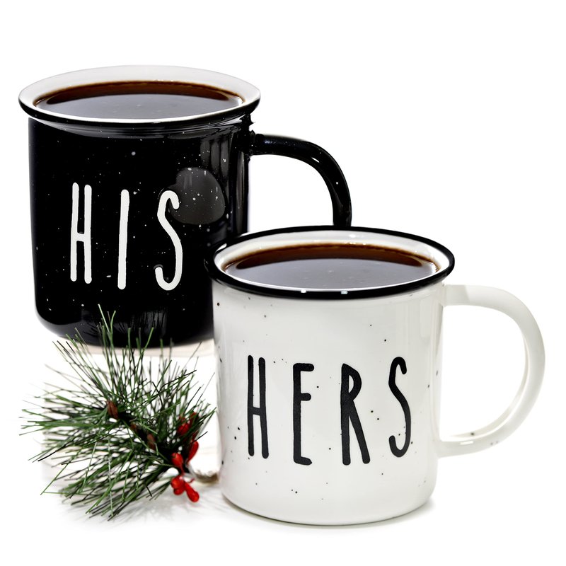 MAINEVENT His And Hers Mugs Set Of 2 Coffee Mug 11 Ounce, Cute Matching Coffee Mug Couples for Anniversary, Engagement Him Her Gift