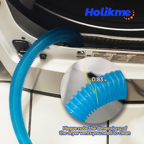 Holikme Dryer Vent Cleaner Kit - 2-Piece Lint Removal Brush Set for Vacuum Cleaners | Blue