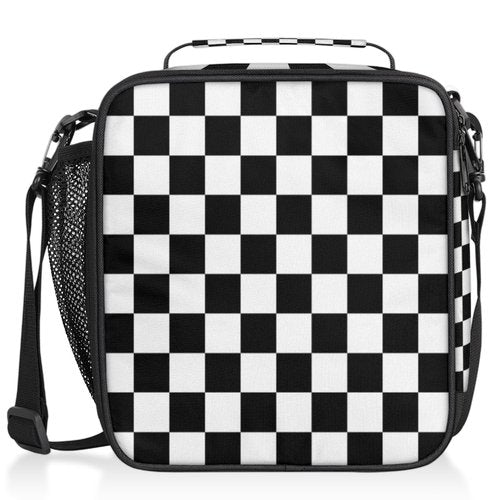 TropicalLife Kids Lunch Boxes, Insulated Lunch Bag for Kids with Adjustable Shoulder Strap, School Lunch Box Container for Boys and Girls, Reusable Adults Lunch Tote for Work (Checkerboard)