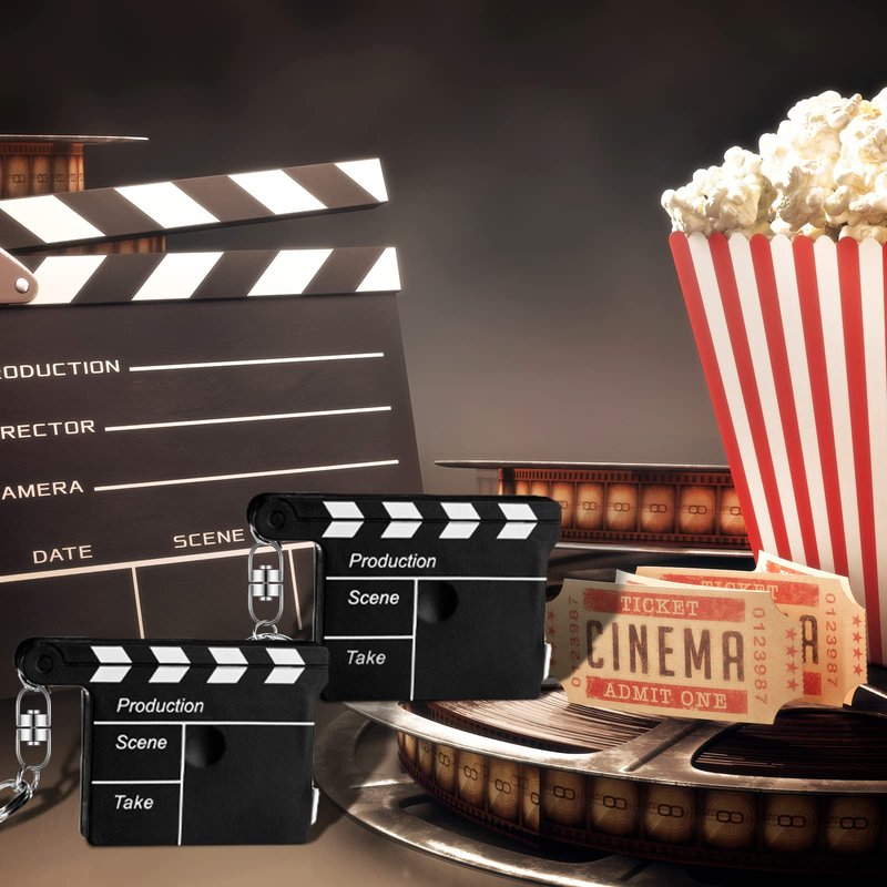 Junkin Movie Night Party Favors Bulk Clapboard Key Chain with Tape Measure Movie Theme Party Favors Night Decorations for Souvenir Prizes(72 Pcs)