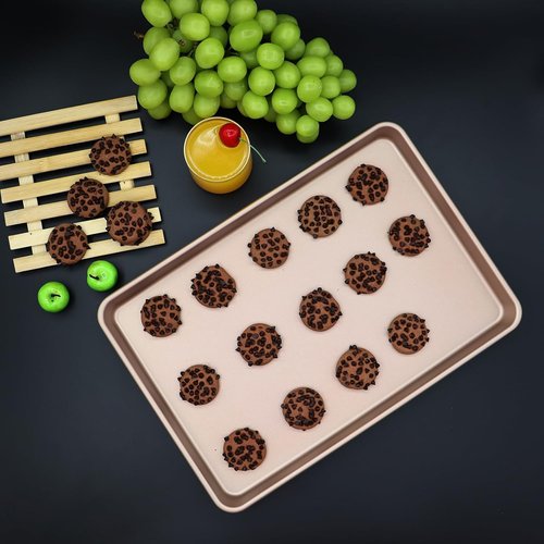 Heavy Duty 3-Pack Nonstick Carbon Steel Baking Sheet Set - Large 17.8"x12" & Medium 15.7"x10.8" Gold Pans for Oven & Roasting