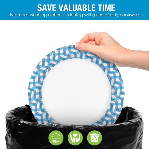Ginkgo 10-Inch Heavy Duty Paper Plates - 300 Count Bulk Pack for Parties, Picnics & Everyday Use