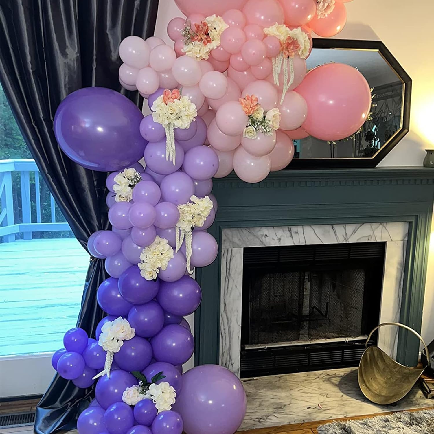 Togvu 12-Inch Metallic Purple Pink Balloons - 60 Pack Confetti Latex for Birthday & Baby Shower Decor