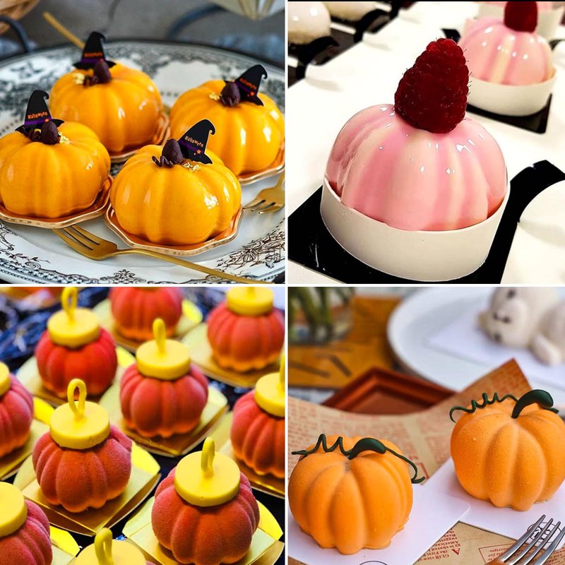 3 Pack Halloween Pumpkin Chocolate Mold, 3D Autumn Harvest Theme Pumpkin Silicone Mould Thanksgiving Cake Pan Fall Soap Molds for Muffin Pudding Mousse Candy Cupcake Jelly Baking Home Decor