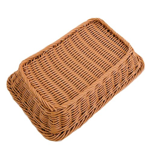 Yarlung 3 Pack Imitation Rattan Woven Bread Baskets, 11.8 x 7.8 Inch Plastic Wicker Fruit Baskets for Food Serving, Vegetables, Kitchen, Restaurant, Outdoor, Brown