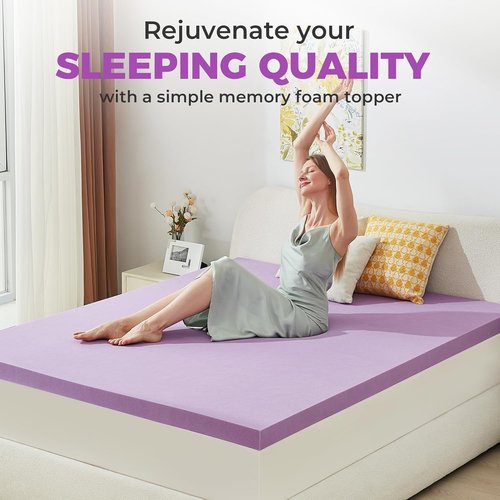 BDEUS Gel Memory Foam Mattress Topper - Ventilated & Soft Pressure Relief - Twin Size, CertiPUR-US Certified