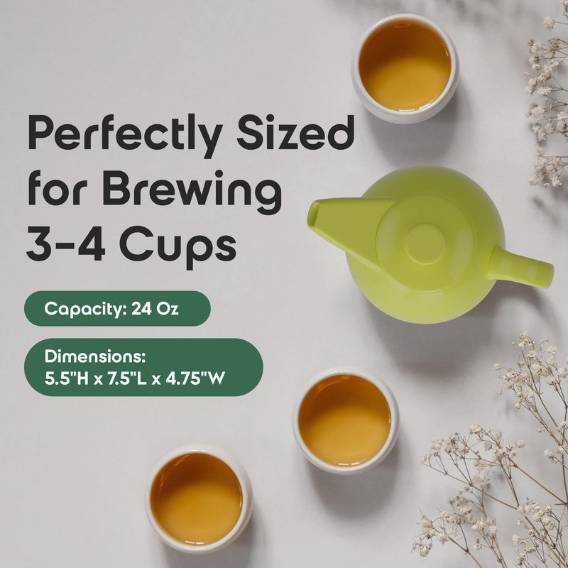 OmniWare 24 Ounce Teapot with Removable Stainless Steel Infuser (Simply Blue) - Loose Leaf Tea Brewer, Microwave & Dishwasher Safe, Retro-Inspired Stoneware for Kitchen & Dining