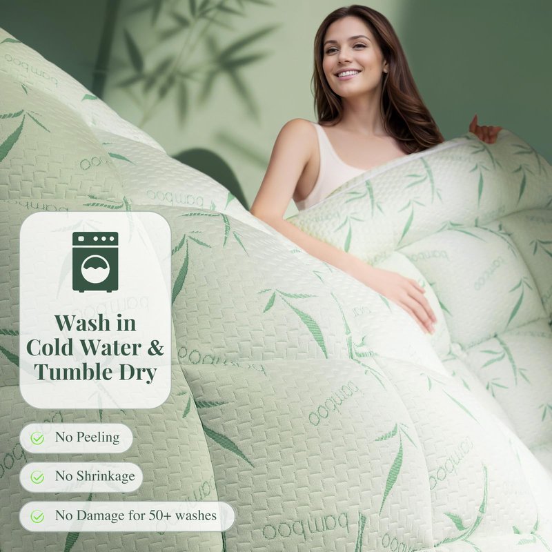 LIANLAM Mattress Topper Viscose Made from Bamboo Pillow Top Mattress Topper,1200 GSM Cooling Mattress Pad,2In Extra Thick Pillow Top for Back Pain with 6"-18" Deep Pocket(39"x81")