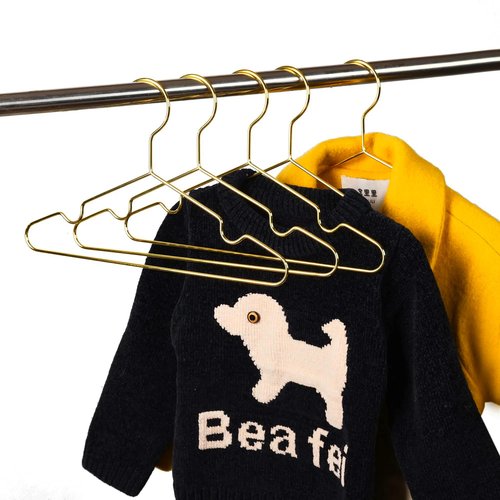 Better to U Gold Kids Hanger 50 Pack, Metal Baby Clothes Hangers, Children Infant Coat Suit Shirt Hangers, Space Saving Slim Wire for Camisole Dress