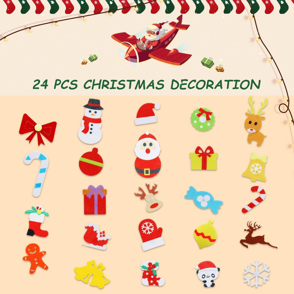 TOY Life Christmas Advent Calendar - 24 Pocket Countdown Calendar for Kids | Felt Santa Decoration