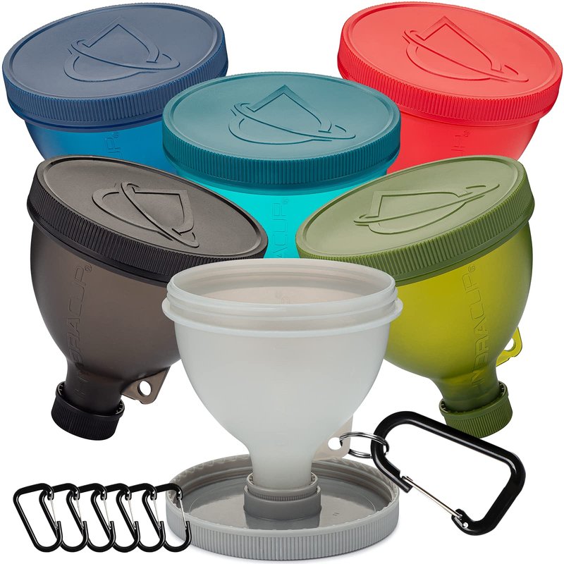 Protein Powder Funnel [6 Pack] Funnels for Water Bottles with Stand, Protein Powder Container to Go, Water Bottle Funnel for Powder, Pre Workout Funnel, BPA Free, Hydra Cup