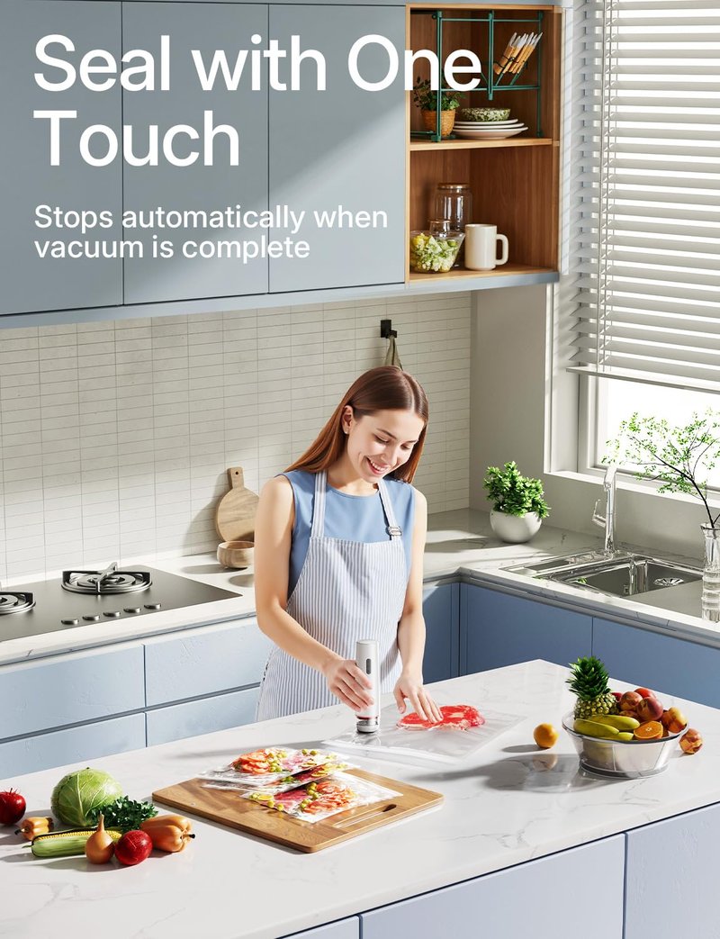 AMAZING FLOWER Vacuum Sealer for Food with Visible Water Tank, Portable Handheld Vacuum Sealer Machine, Cordless Compact Sealer with 30 Reusable Vacuum Bags for Fresh & Save Meal Prep