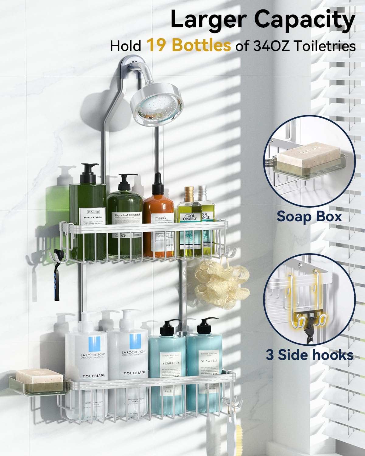 YASONIC 2-Tier Shower Caddy - Space-Saving Hanging Organizer | 3-Pack Corner Storage Solution