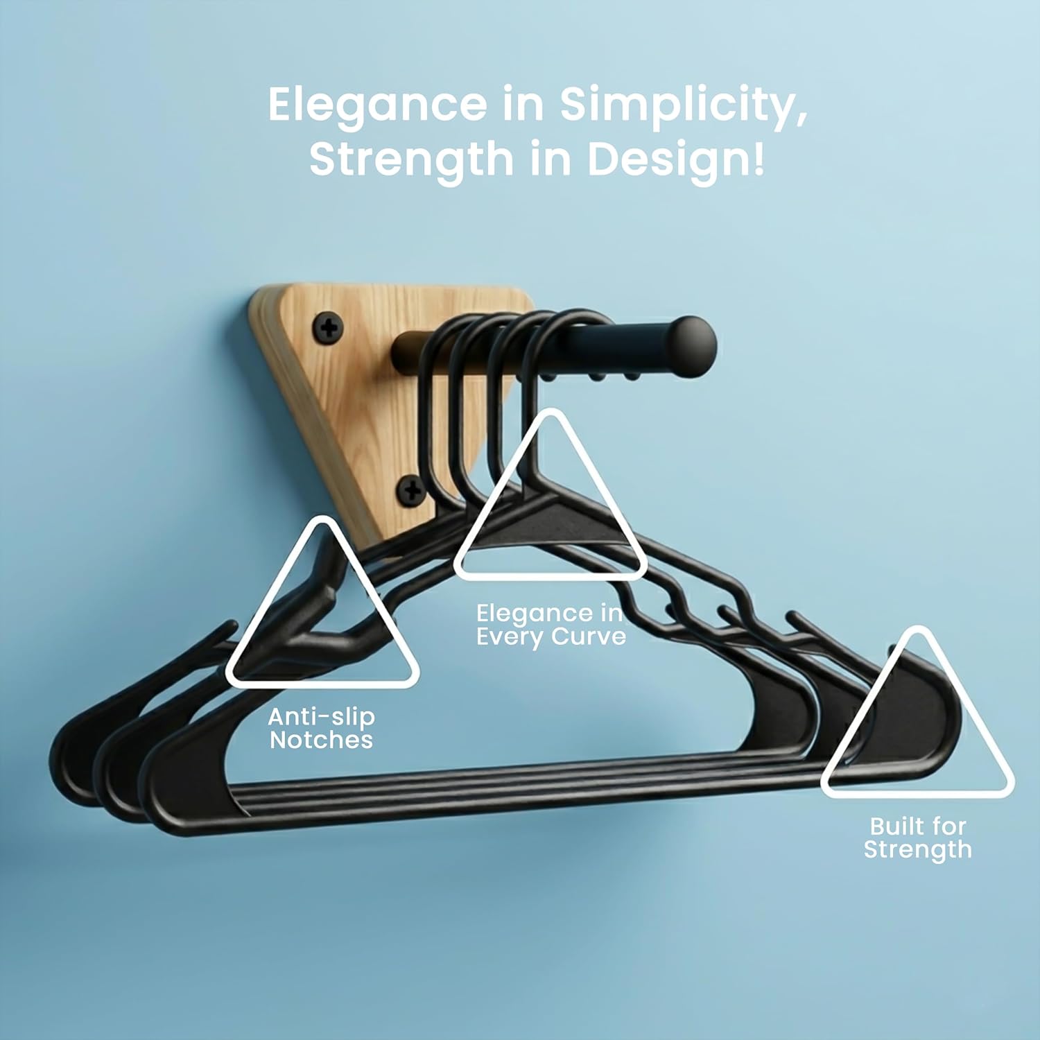 Utopia Home Plastic Hangers - Durable Space-Saving Clothes Hangers - 100 Pack in Black