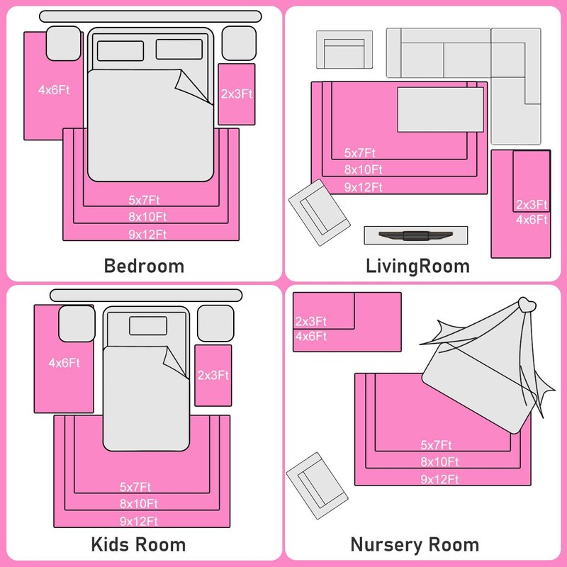 Rezutan Soft Fluffy Rug for Living Room Bedroom, Large Comfy Modern Shaggy Fuzzy Kids, Plush Indoor Nursery Classroom Home Decor Bedside Rug with Non-Slip Bottom, Hot Pink, 5X7 Feet