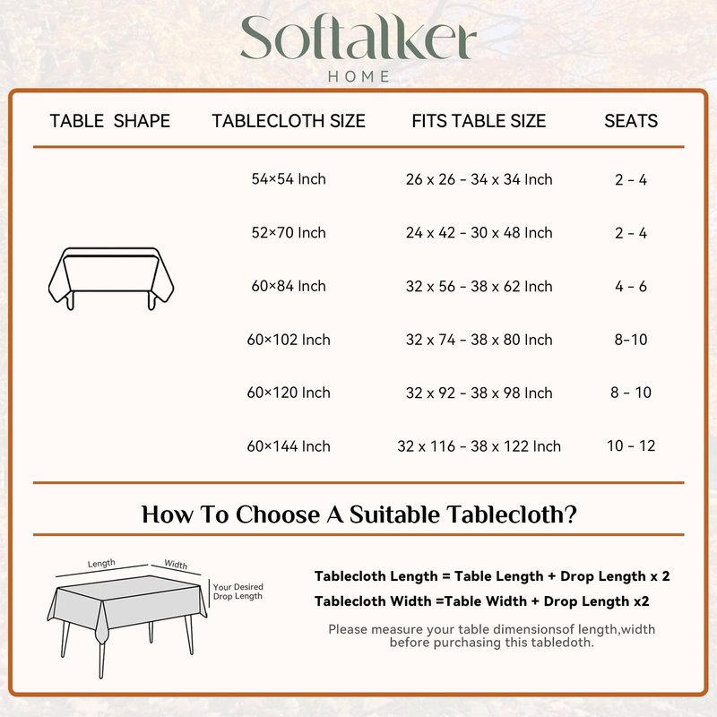 Softalker Fall Linen Textured Rectangle Tablecloth, Thanksgiving Waterproof Farmhouse Burlap Table Cloth, Stain Resistant Table Covers for Kitchen Dining Holiday Party (60 x 84, Burnt Orange)